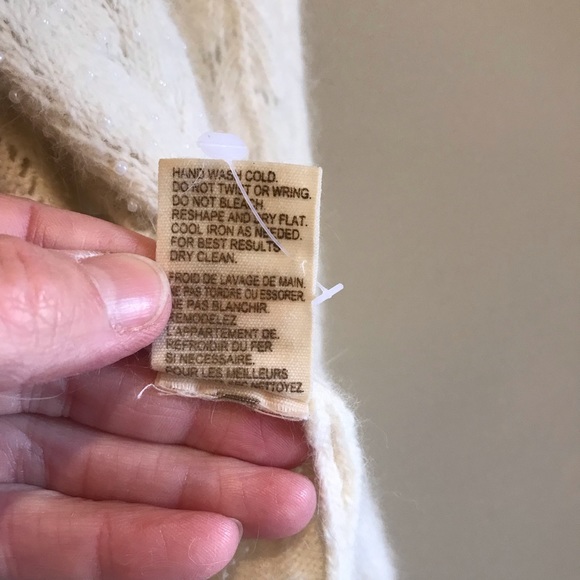 Free People Angora Tie Front Beaded Hooded Shrug Sweater Rabbit Hair - Picture 5 of 7